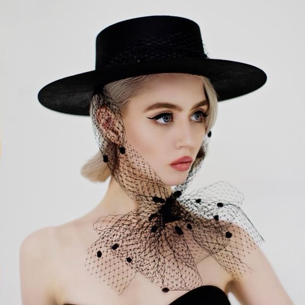 Bijou Van Ness Debutante Black Wool Felt Hat